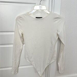 OW Intimates White Long Sleeve Thong Bodysuit